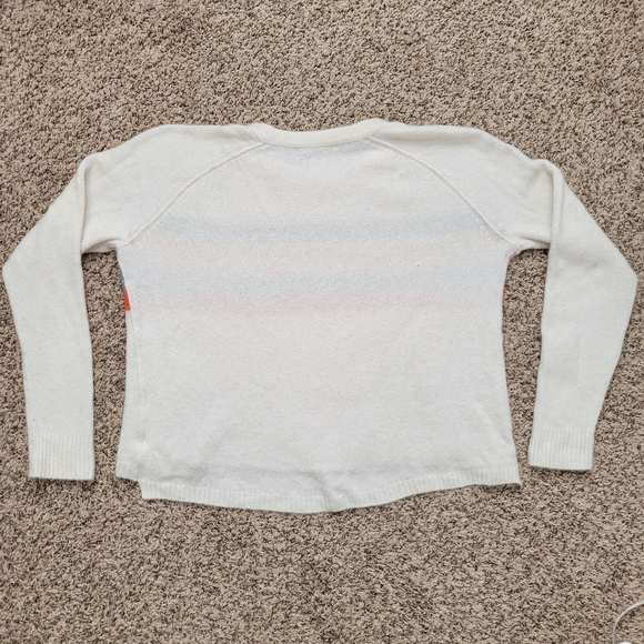 Madewell Sweater Ivory Rainbow Striped Stripe Wool Crew Neck Size Small - Picture 6 of 7